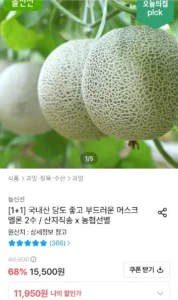 머스크멜론 2수 통당 1.6kg 이상
