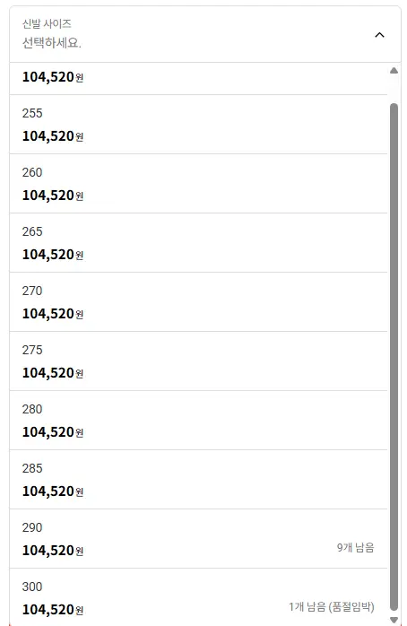 보메로 18 (사이즈 250~300 재고 있음)