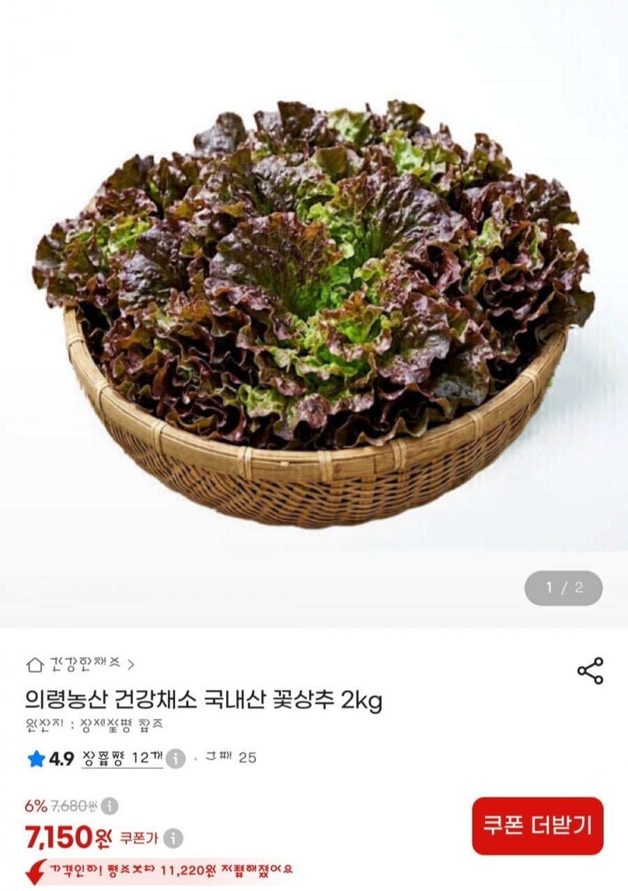 국내산 꽃상추 2kg