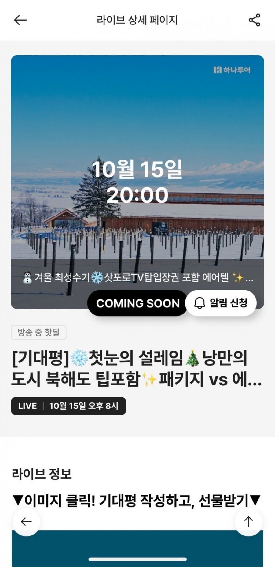 하나투어 홋카이도 4일 패키지/에어텔 (49만원대~)