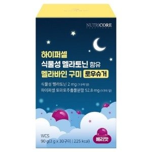 뉴트리코어 하이퍼셀 식물성 멜라토닌 함유 멜라바인 구미 로우슈거, 90g (90g x 1개)
