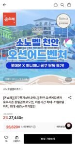 소노벨 천안 오션어드벤처 로우시즌 종일권