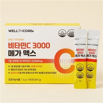 웰스코어 메가도스 비타민C 3000 메가 맥스, 3g, 100포, 1개