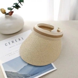 해피제이 여성용 자외선 차단 밀짚 썬캡 (56~58cm x 아이보리)