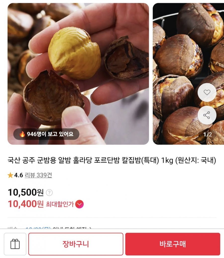 국산 공주 칼집밤 특대 1kg