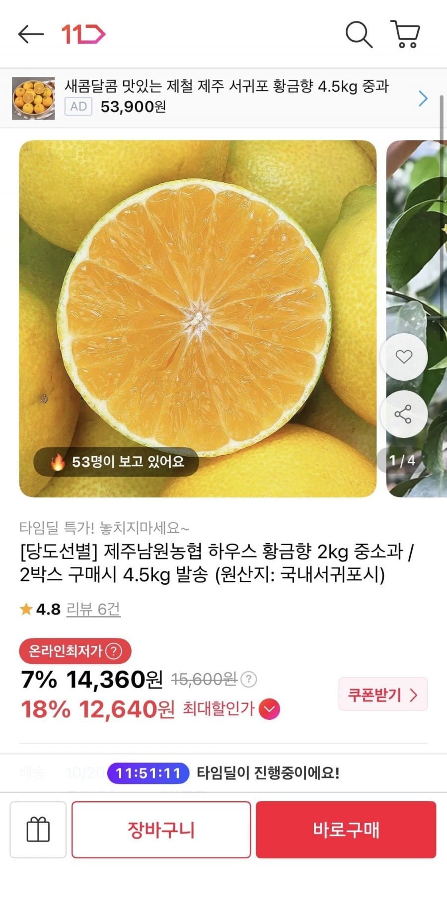 제주남원농협 하우스 황금향 2kg