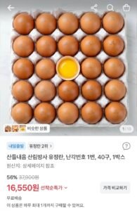 난각번호 1번 무항생제 유정란 40구