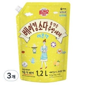 트리오 베이킹소다를 담은 주방세제 레몬향, 1.2L (1.2L x 3개)