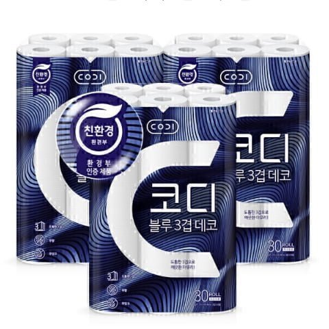 코디 블루 3겹 데코 화장지 30롤3팩