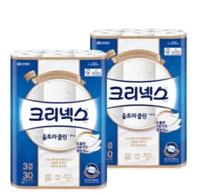 크리넥스 3겹 울트라클린 화이트 25MX30롤 2팩 화장지 휴지